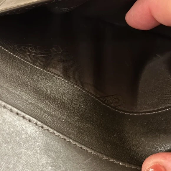 Vintage Coach Brown Signature Checkbook Cover Leather Trim with Pen Loop EUC - Picture 8 of 16